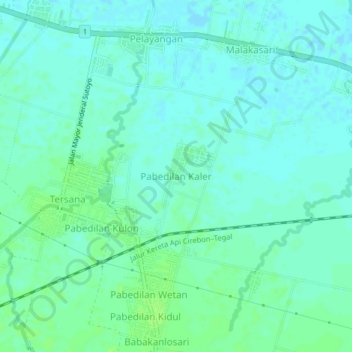 Топографическая карта Pabedilan Kaler, высота, рельеф