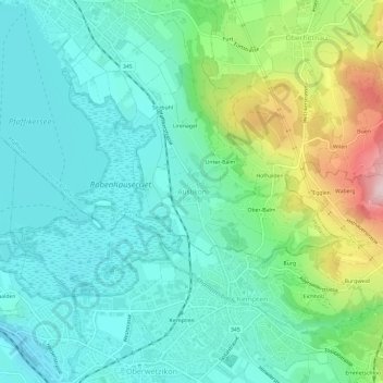 Топографическая карта Auslikon, высота, рельеф