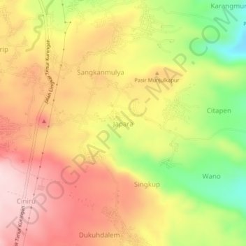 Топографическая карта Japara, высота, рельеф
