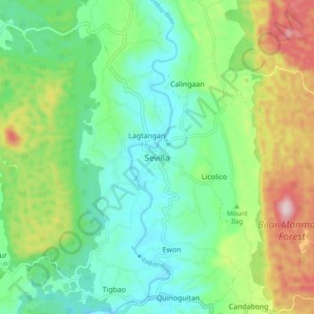 Топографическая карта Sevilla, высота, рельеф
