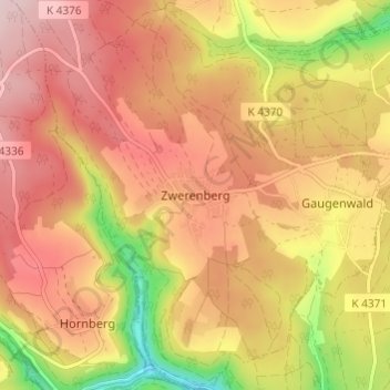 Топографическая карта Zwerenberg, высота, рельеф