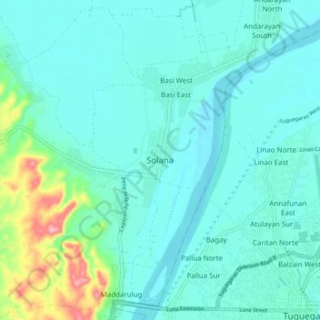 Топографическая карта Solana, высота, рельеф
