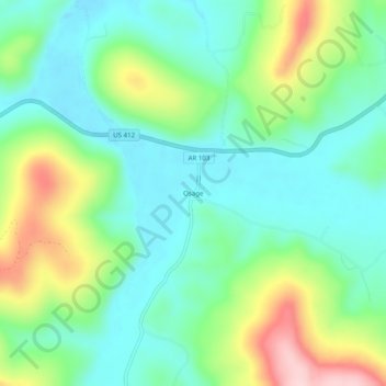 Топографическая карта Osage, высота, рельеф