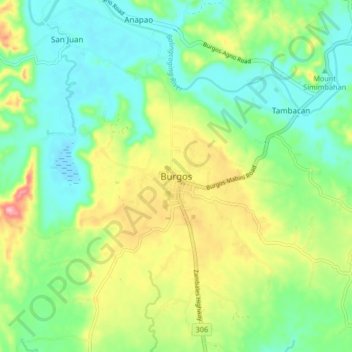Топографическая карта Burgos, высота, рельеф