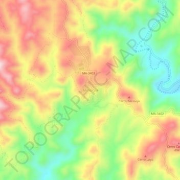 Топографическая карта Almogía, высота, рельеф