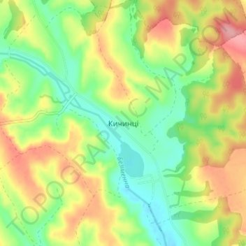 Топографическая карта Кичинцы, высота, рельеф