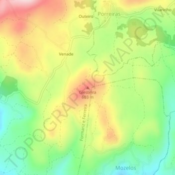 Топографическая карта Giesteira, высота, рельеф