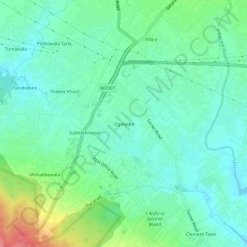 Топографическая карта Ogalwāla, высота, рельеф