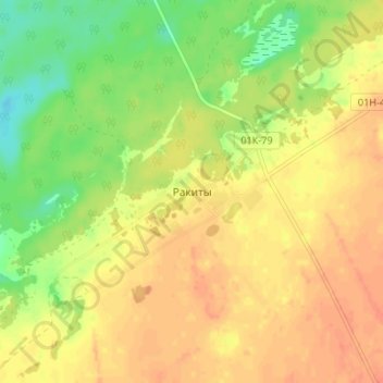 Топографическая карта Ракиты, высота, рельеф