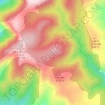 Топографическая карта Tozal de Sevill, высота, рельеф