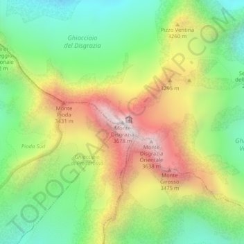 Топографическая карта Monte Disgrazia, высота, рельеф