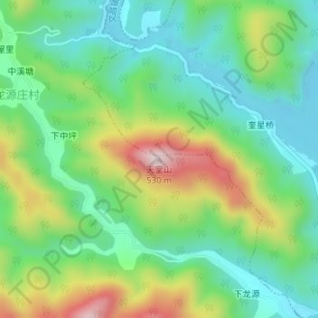 Топографическая карта 天堂山, высота, рельеф