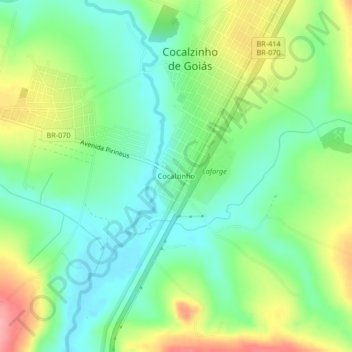Топографическая карта Cocalzinho, высота, рельеф