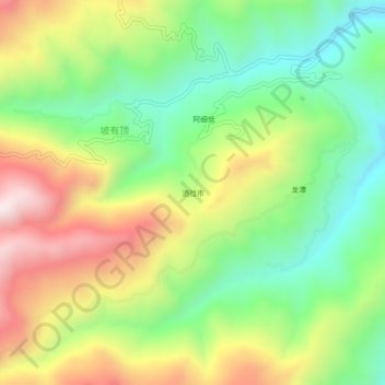 Топографическая карта 洒拉市, высота, рельеф