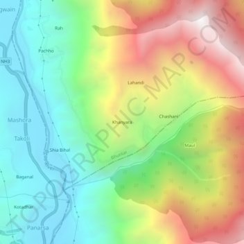Топографическая карта Khanyara, высота, рельеф
