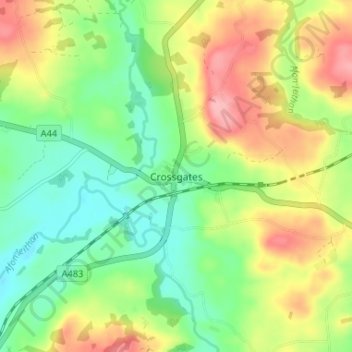 Топографическая карта Crossgates, высота, рельеф