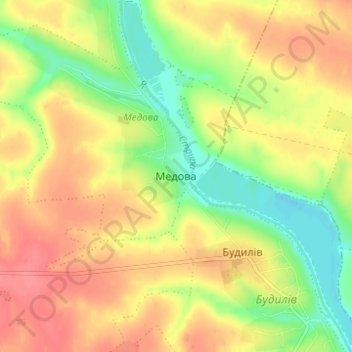 Топографическая карта Медовая, высота, рельеф