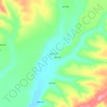 Топографическая карта 骆驼沟村, высота, рельеф