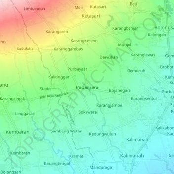 Топографическая карта Padamara, высота, рельеф