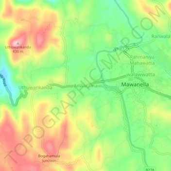 Топографическая карта Anwarama, высота, рельеф