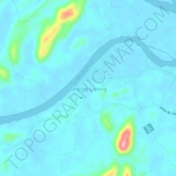Топографическая карта Tanjung Lapang, высота, рельеф
