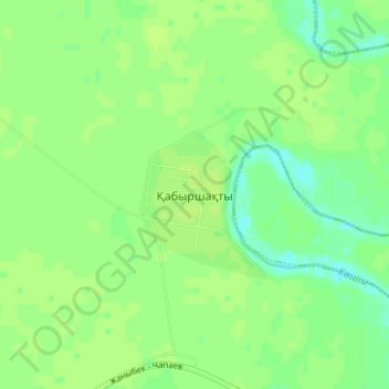 Топографическая карта Кабыршакты, высота, рельеф