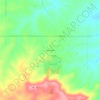 Топографическая карта New Hope, высота, рельеф