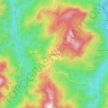 Топографическая карта Longding, высота, рельеф