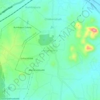Топографическая карта Anjanapura, высота, рельеф