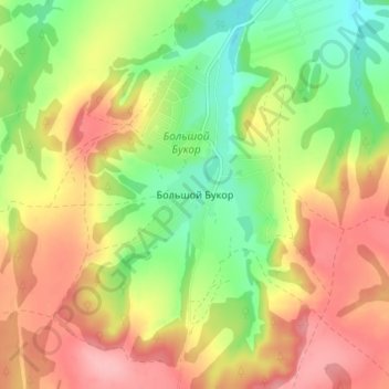 Топографическая карта Большой Букор, высота, рельеф