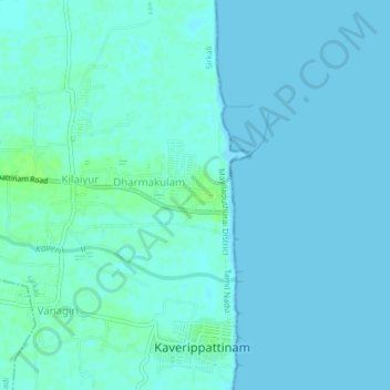 Топографическая карта Poompuhar, высота, рельеф