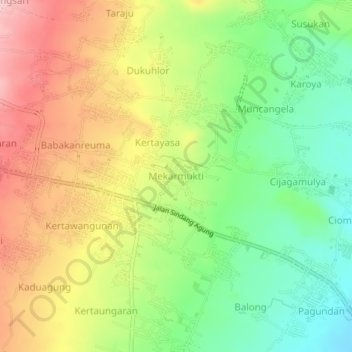 Топографическая карта Mekarmukti, высота, рельеф