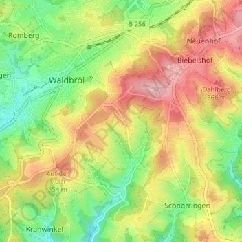 Топографическая карта Wilhelmstal, высота, рельеф