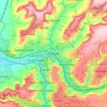 Топографическая карта Stroud, высота, рельеф