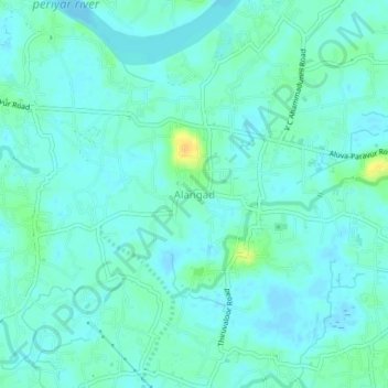 Топографическая карта Alangad, высота, рельеф