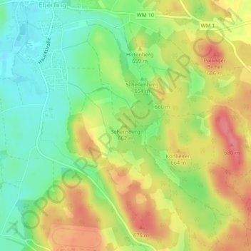 Топографическая карта Schernberg, высота, рельеф