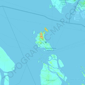 Топографическая карта Pulau Karimun Besar, высота, рельеф