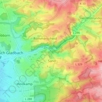 Топографическая карта Dombach, высота, рельеф