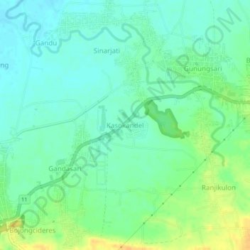 Топографическая карта Kasokandel, высота, рельеф