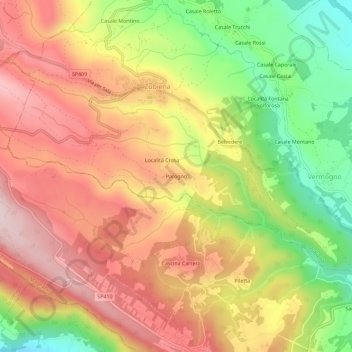 Топографическая карта Parogno, высота, рельеф