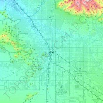 Топографическая карта Tucson, высота, рельеф