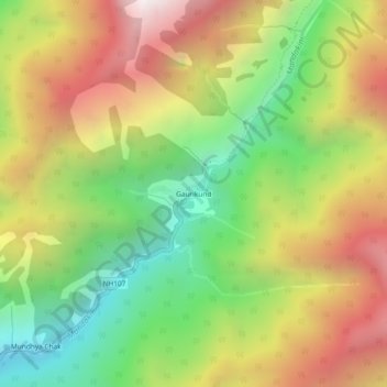 Топографическая карта Gaurikund, высота, рельеф