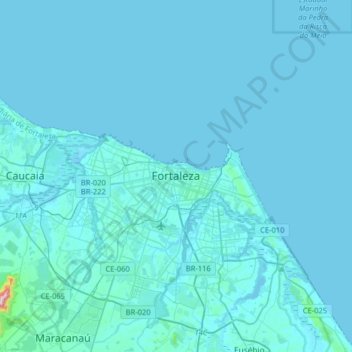 Топографическая карта Fortaleza, высота, рельеф