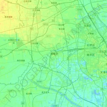Топографическая карта Xiqing, высота, рельеф