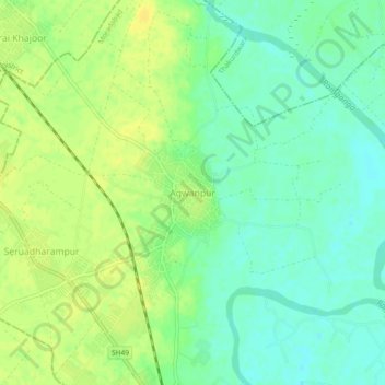 Топографическая карта Agwanpur, высота, рельеф