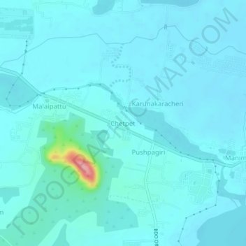 Топографическая карта Chetpet, высота, рельеф