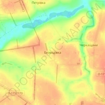 Топографическая карта Безводовка, высота, рельеф