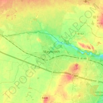 Топографическая карта Maynooth, высота, рельеф