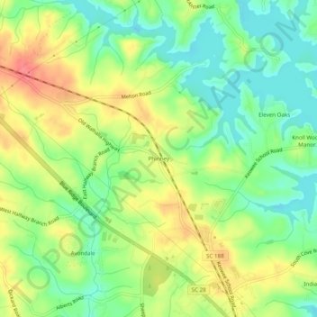 Топографическая карта Phinney, высота, рельеф