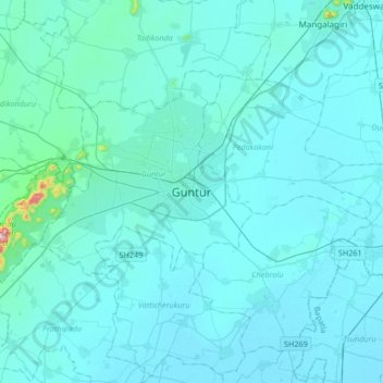 Топографическая карта Guntur, высота, рельеф